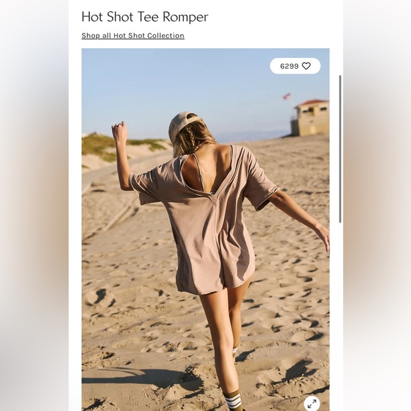 Free People! FP Movement Hot Shot Tee Romper In Mocha Latte NWT! - Picture 3 of 10
